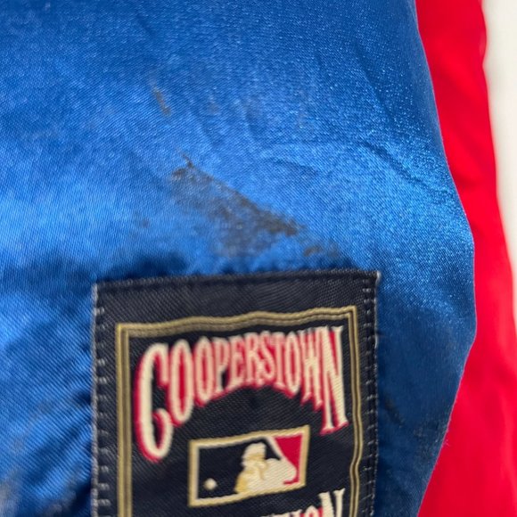 Atlanta Braves Jacket XL Satin Bomber Red Blue Cooperstown Collection G-III - Picture 10 of 16